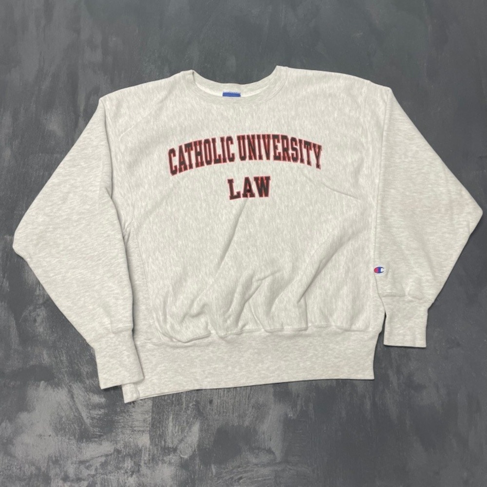 Vintage Champion Catholic University Law Sweatshirt Large Gray 2000s y2k Reverse